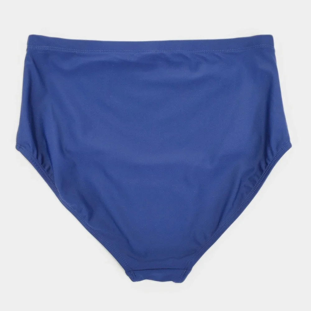 Halcurt‎ High Waisted Swim Bottoms Royal Blue Bikini Briefs Large Lined Stretch